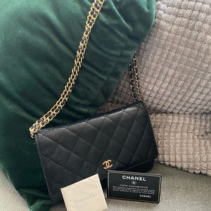 Authentic wallet on chain Chanel bag